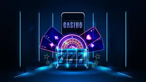 Colorful slot machine reels spinning