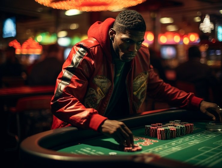 Live casino dealer with card game
